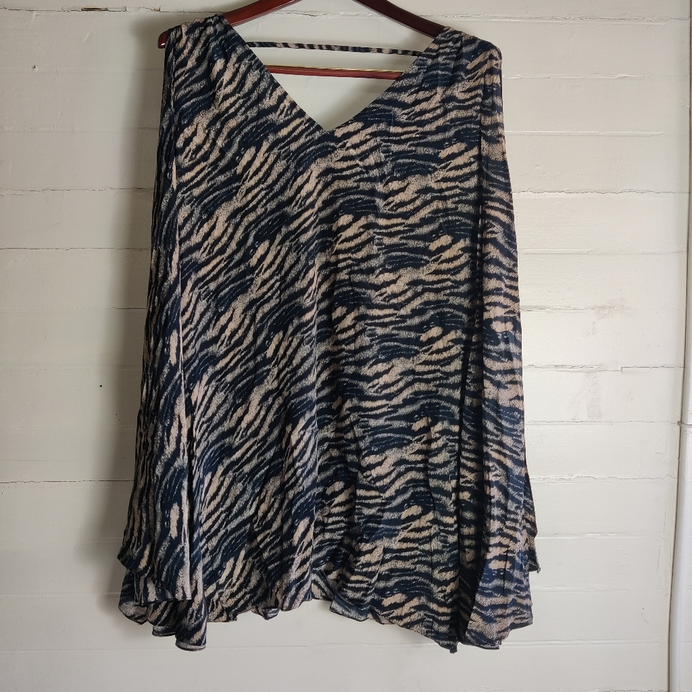 JAYGODFREY Silk Animal Print Open Shoulder Blouse - Picture 3 of 9